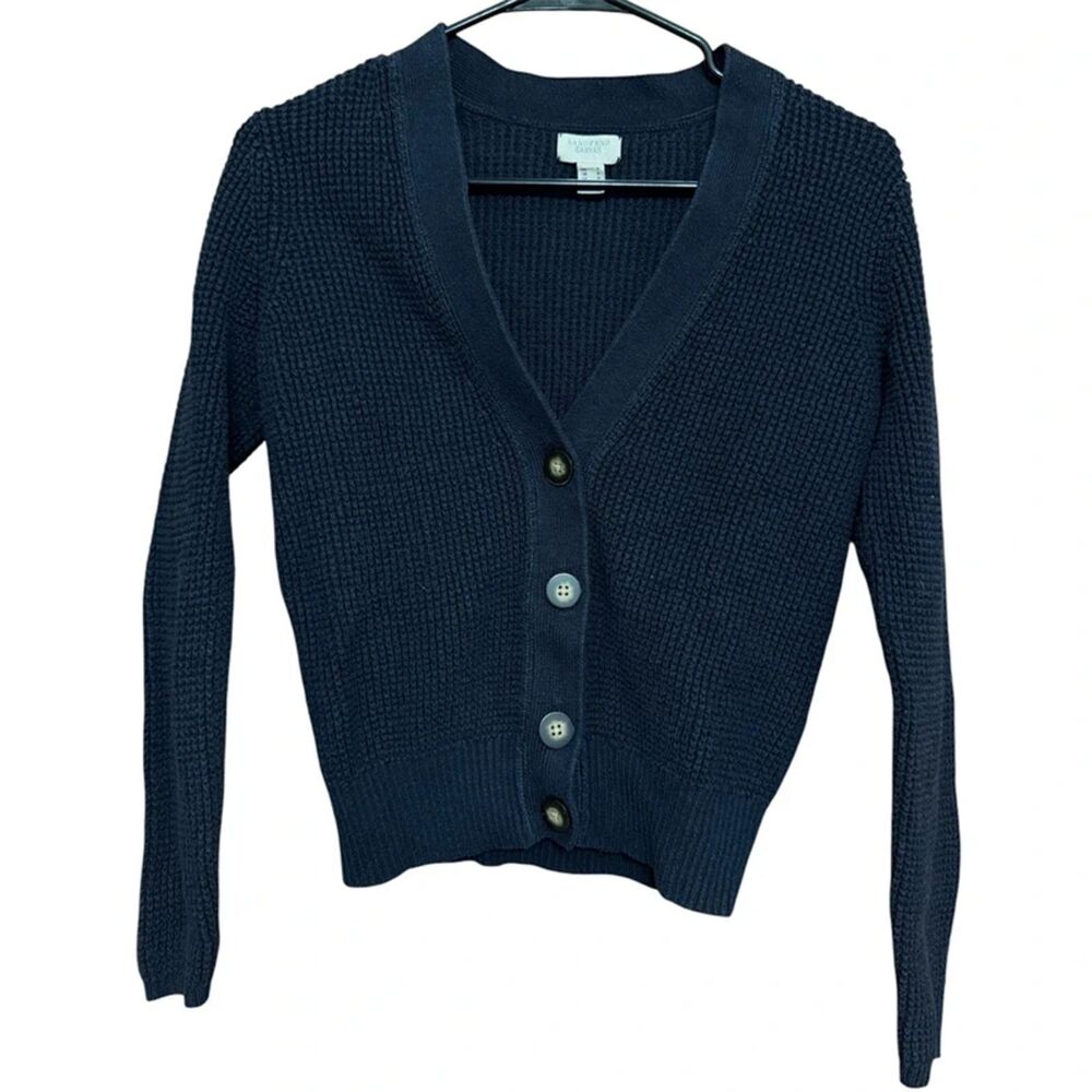 Lands’ End Canvas Navy Blue Drifter V-Neck Cardigan Sweater - Size Small